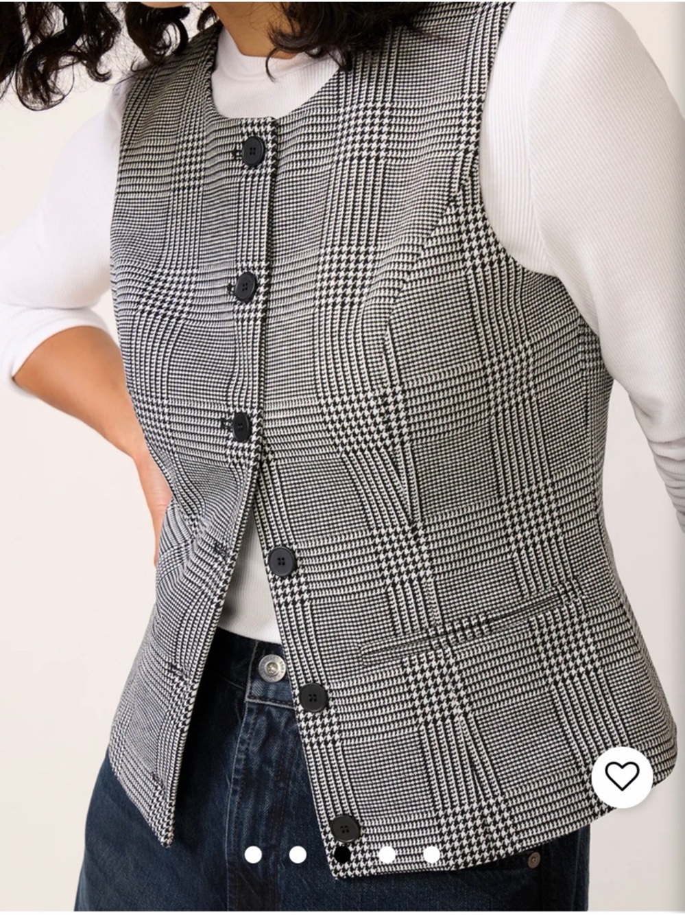NWT Evereve Caroline Plaid Ponte Vest